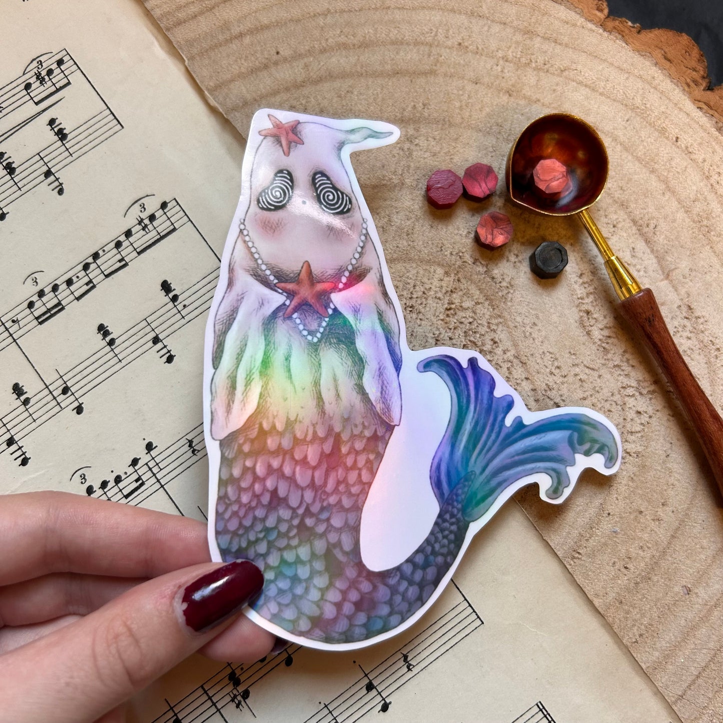 HOLOGRAPHIC MERMAID GHOST: VINYL STICKER