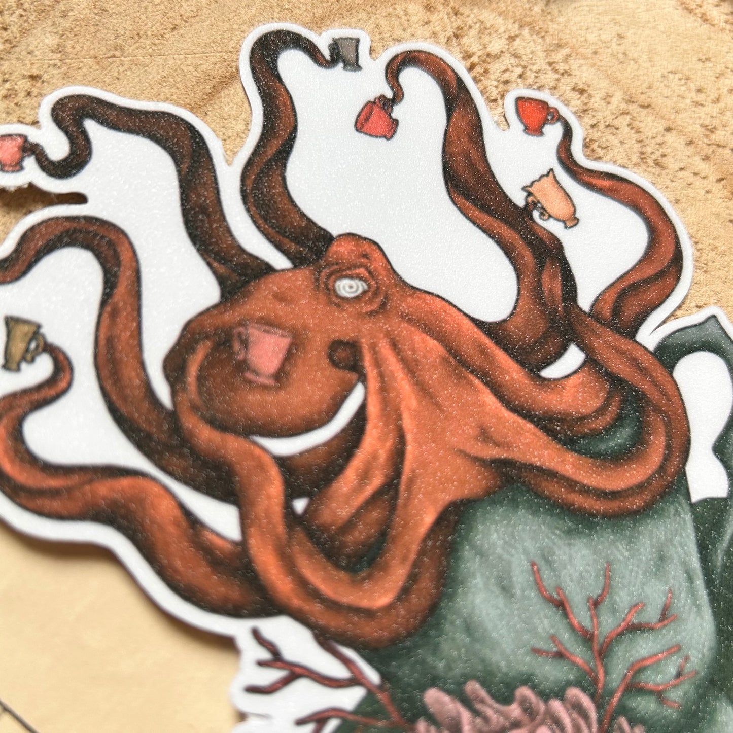 SUGAR GLITTER OCT~TEA~PUS: VINYL STICKER