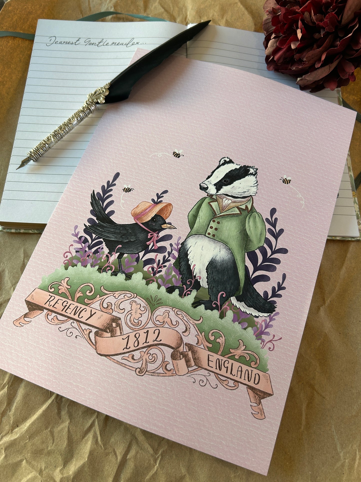 BADGER & BLACKBIRD TIME TRAVELLING DUO | REGENCY ERA ART PRINT