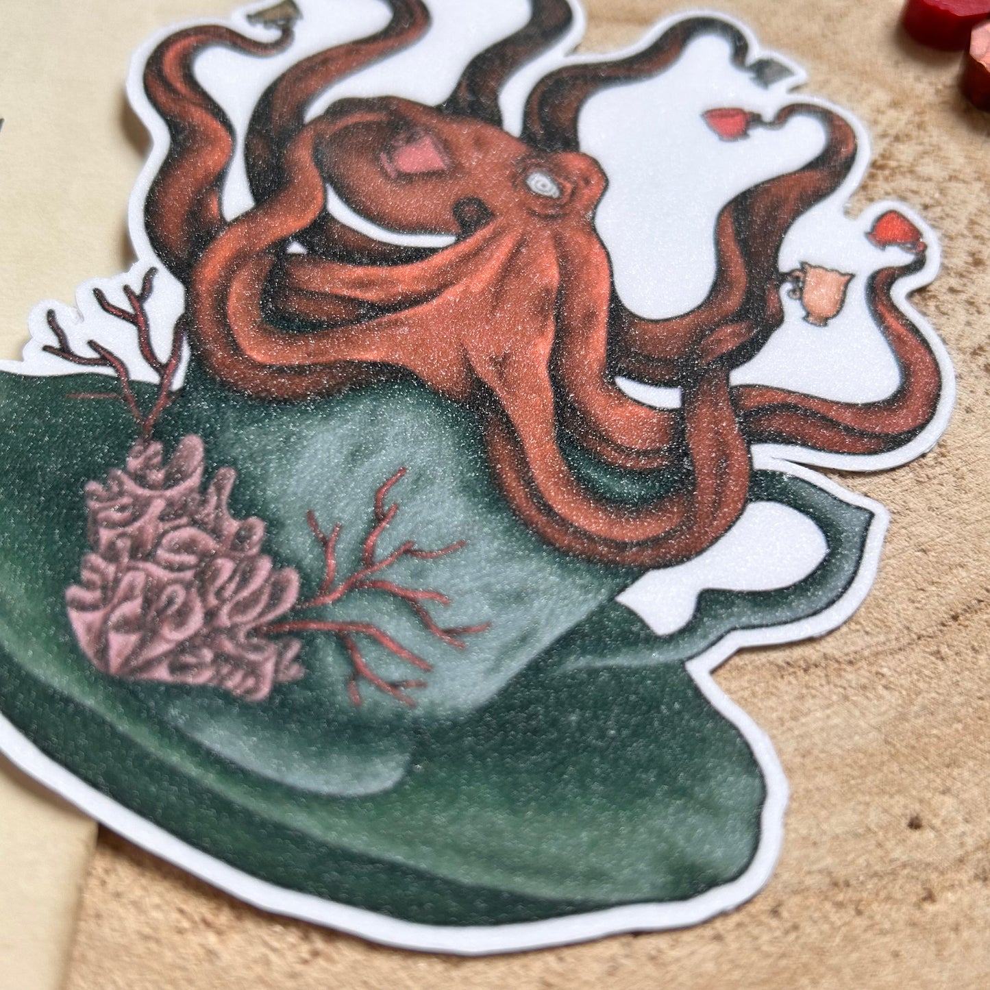 SUGAR GLITTER OCT~TEA~PUS:  VINYL STICKER