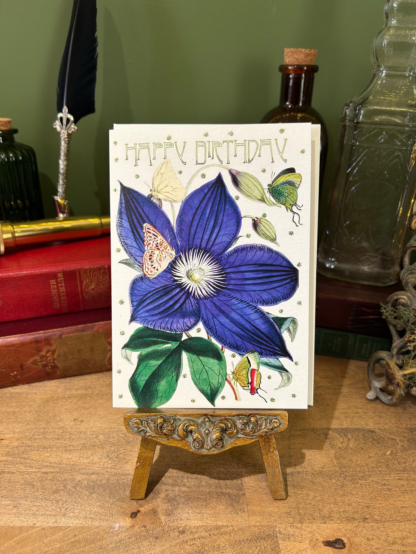 SPARKLE GREETINGS CARD | BIRTHDAY PURPLE FLOWER
