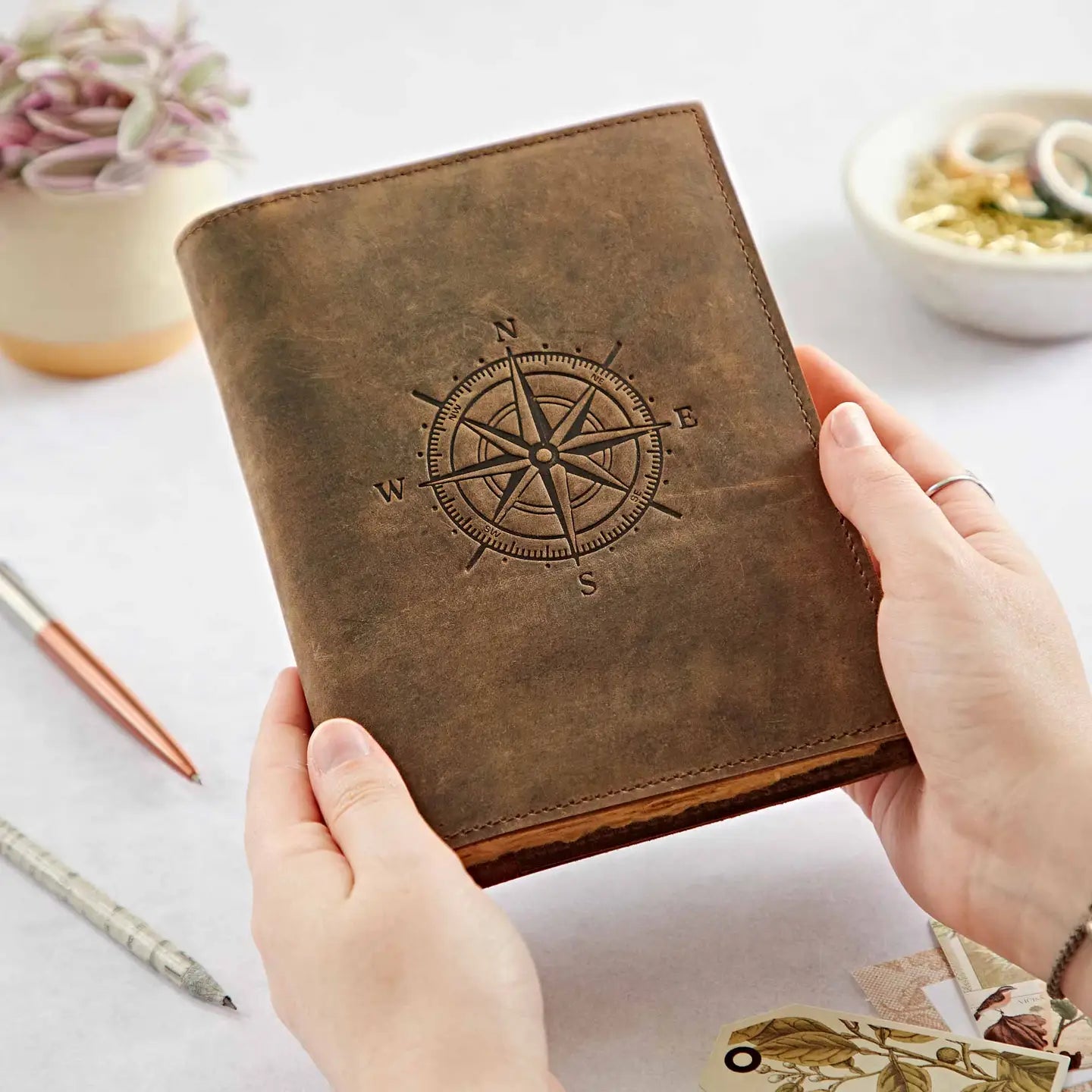 BUFFALO LEATHER COMPASS JOURNAL