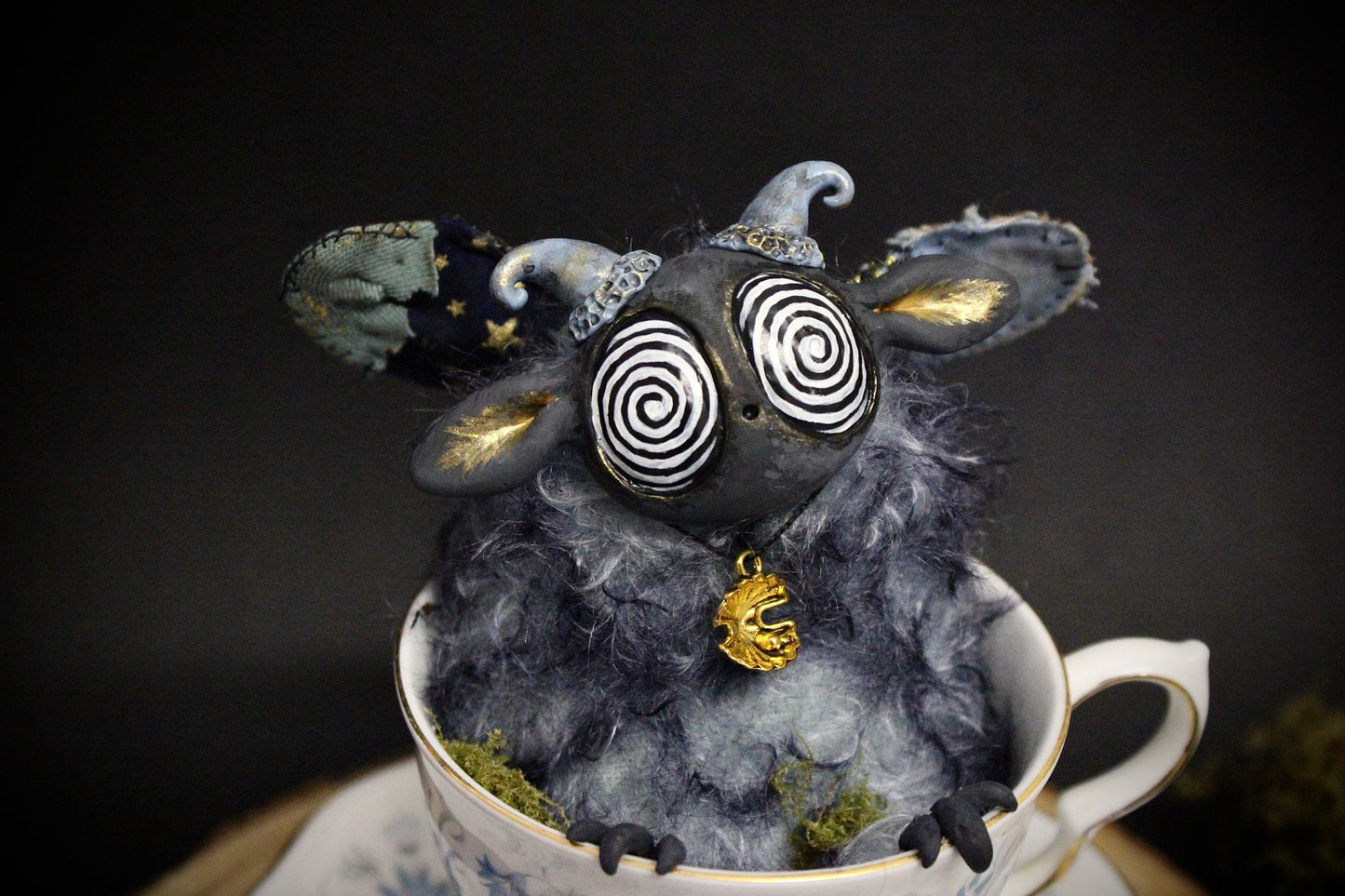 Blue Tiger the Moth Teacup Critter