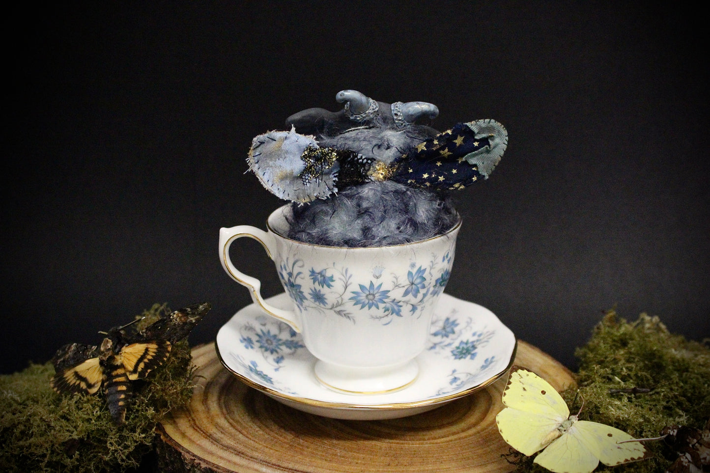 Blue Tiger the Moth Teacup Critter
