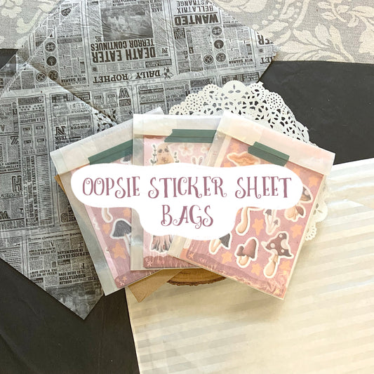 Oopsie sticker sheet bags