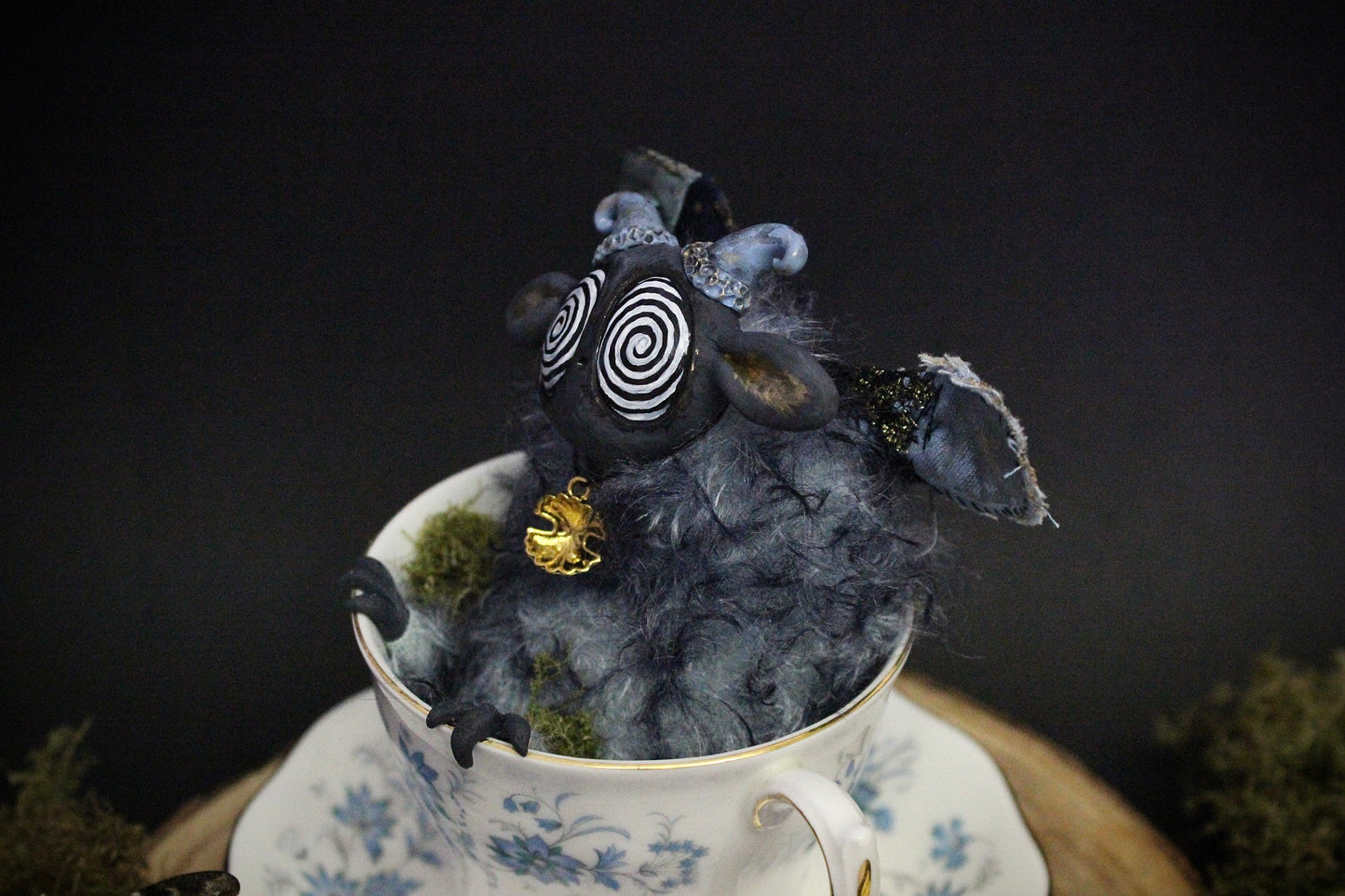 Blue Tiger the Moth Teacup Critter